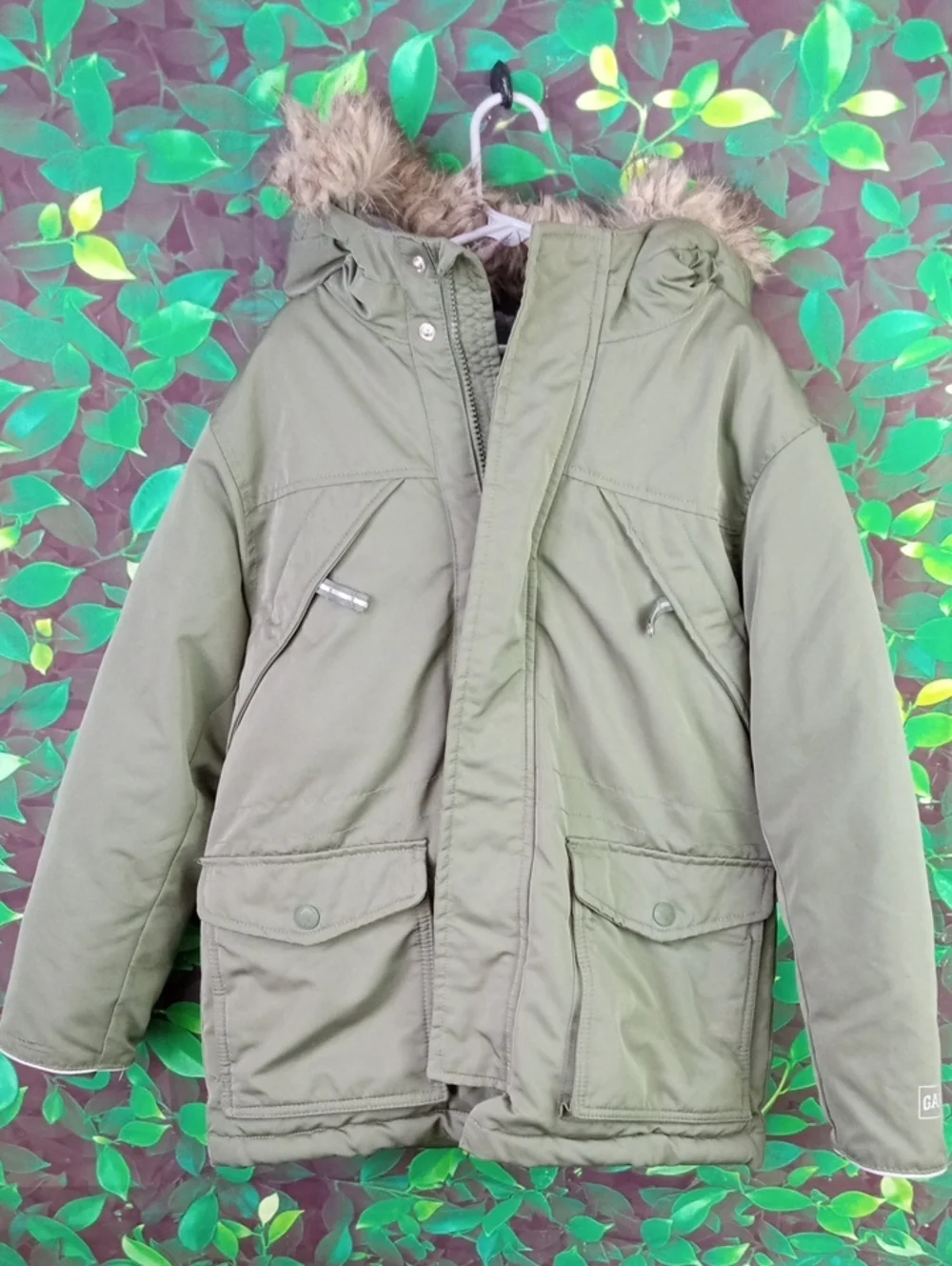 🛝 GAP Kids Olive Green Jacket with Navy Lining